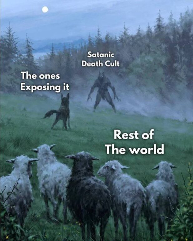 meme about exposing globalist death cult